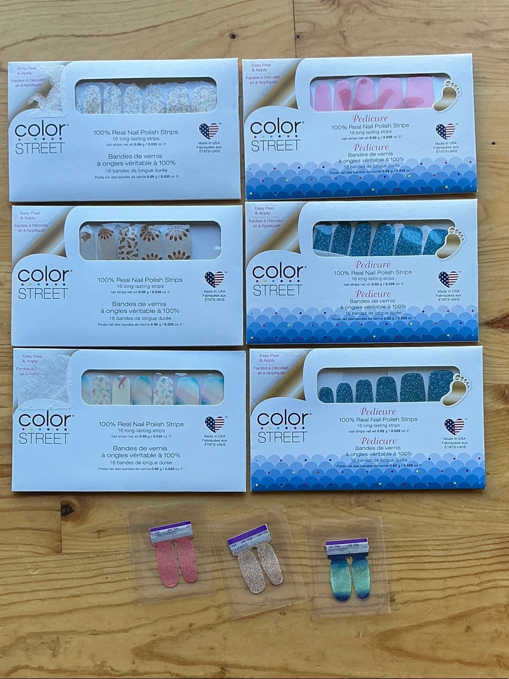 Color Street Nail Strips - Pink, Teal, Blue & Glitter Accents